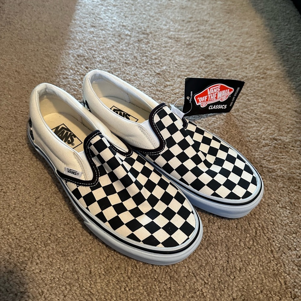 Vans Checkered Slip-On Sneakers - Black and White